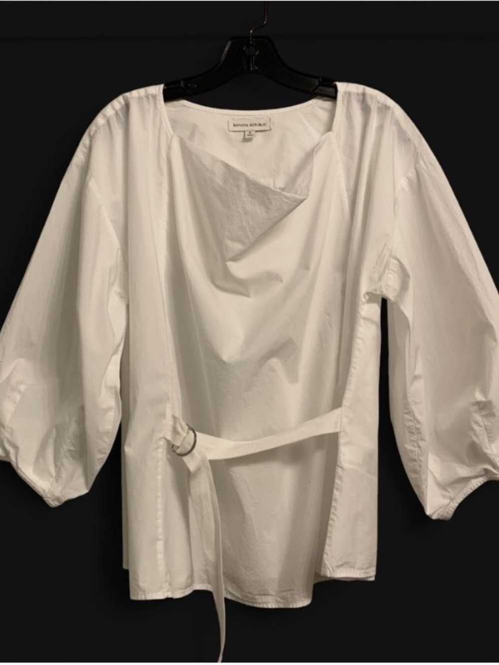 Banana Republic White Draped Belted Blouse